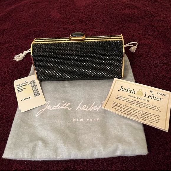 Vintage Judith Leiber Black and Gold Crystal Clutch. - Picture 2 of 16